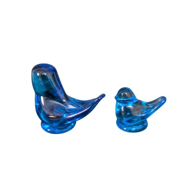 Handmade Bluebird Of Happiness Glass Figurines By Terra Studios Pair Of 1991 Si - Picture 5 of 11